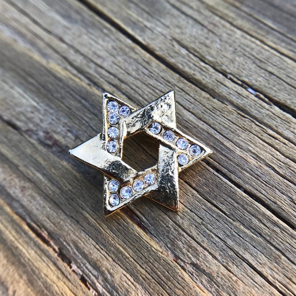 Star of David Slide Pendant - gold tone and rhinestone fashion jewelry